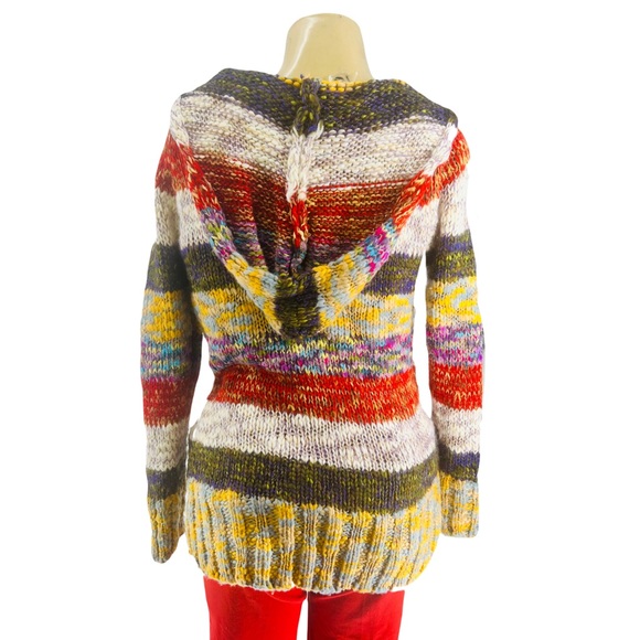 Hot & Delicious Boho Multi color Knit Cardigan Swearer Jacket Size XS - Picture 9 of 12